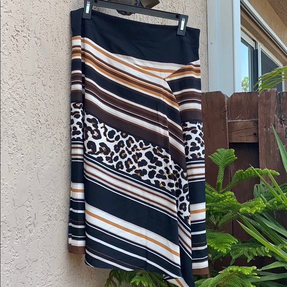 Dkny Mixed Animal Print Midi Asymmetrical Skirt - Picture 7 of 8